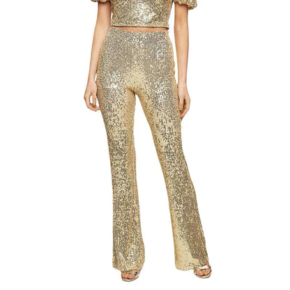 Hoch taillierter Pailletten-Stretchhose