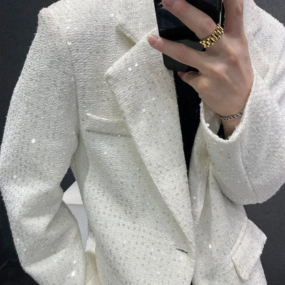 Herren Glitzer-Blazer Jacke Schwarz und Weiß