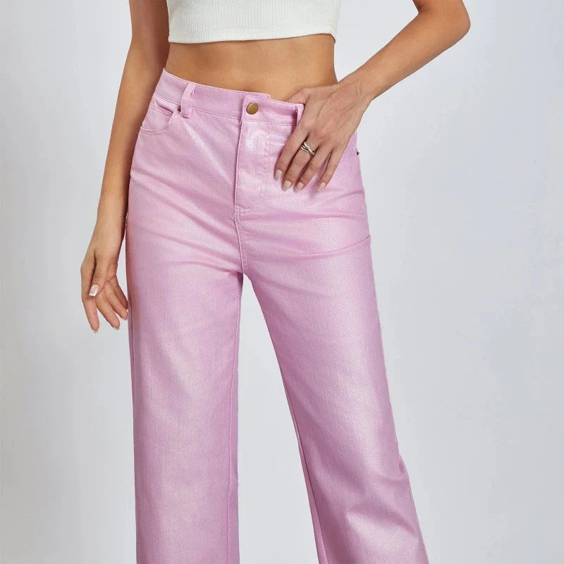 Goldene Damenhose mit geradem Schnitt