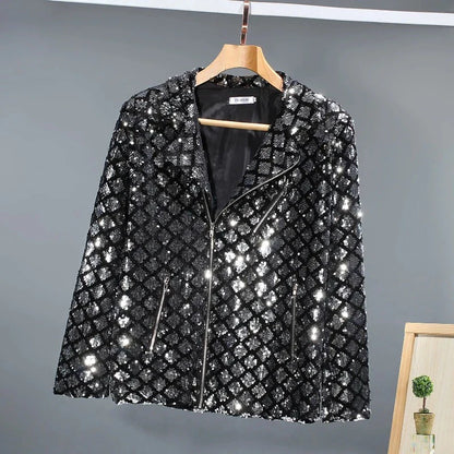 Herren Pailletten Jacke mit Reißverschluss
