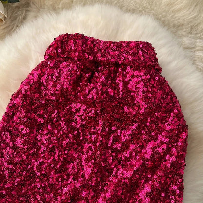 Midikleid mit Pailletten und Taille Gürtel