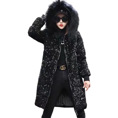 Pailletten-Naquardparka-Jacke