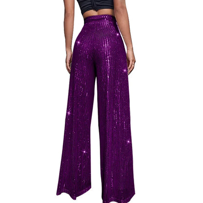 Damen Paillettenhose Weite Schnitt