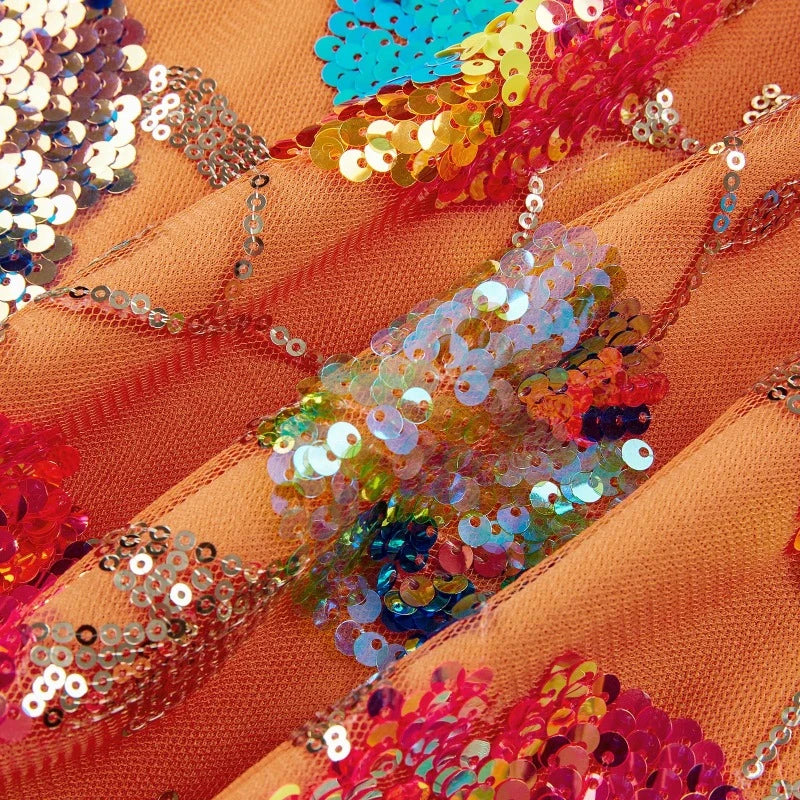 Paillettenkleid mit Rückenausschnitt Blumen Träger Kette