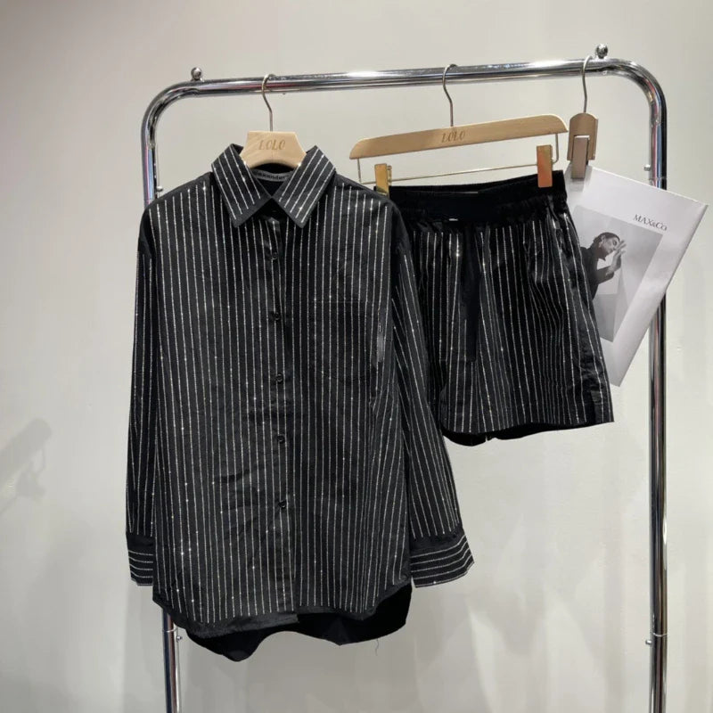 Kurzes Strass-Set mit Hemd