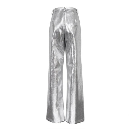 Silberne Krokodillederhose