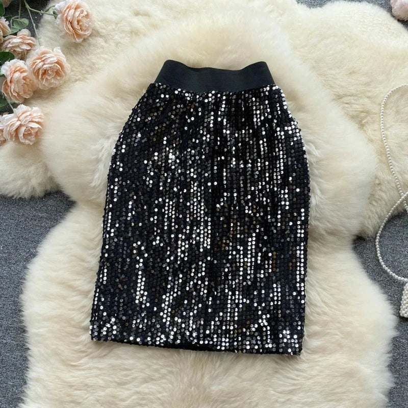 rock aus Pailletten mit Elastikbund