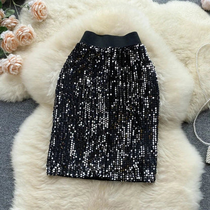 rock aus Pailletten mit Elastikbund