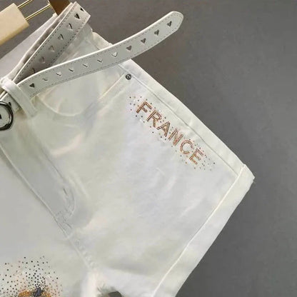 Short Jean Strass Blanc Paris