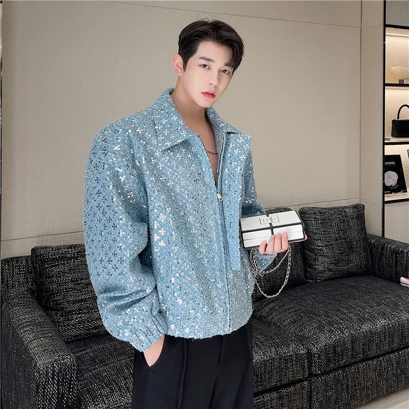 blaue Paillettenjacke für Herren