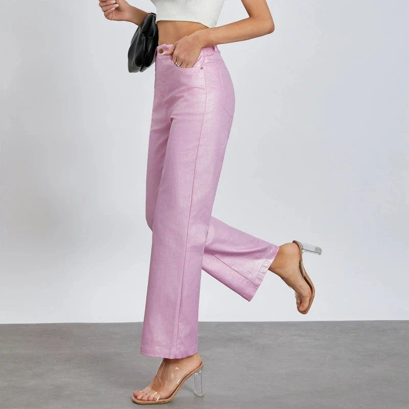 Goldene Damenhose mit geradem Schnitt