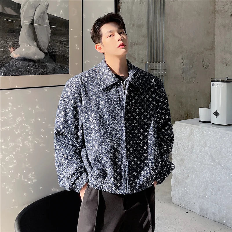 blaue Paillettenjacke für Herren