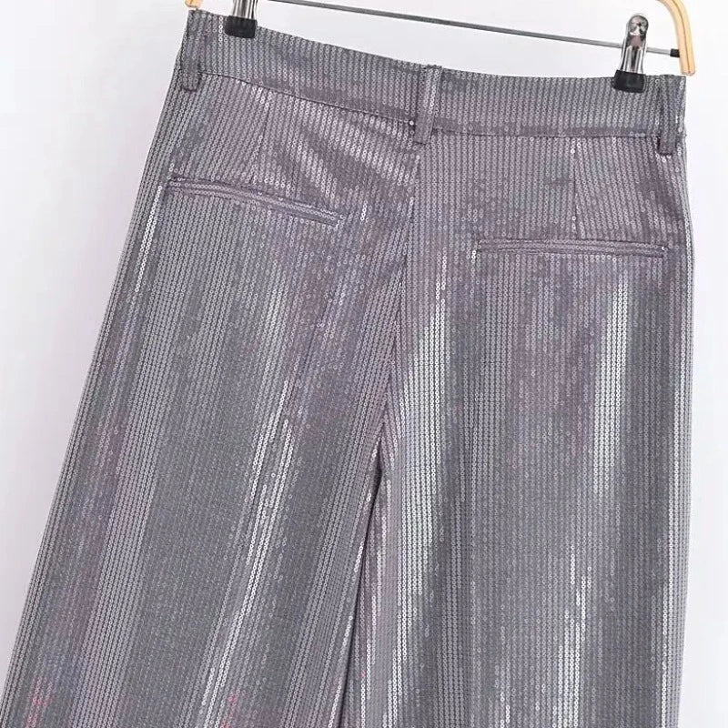 Pailletten Kostüm Set Grau für Damen