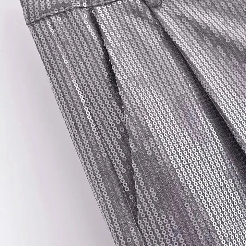 Pailletten Kostüm Set Grau für Damen