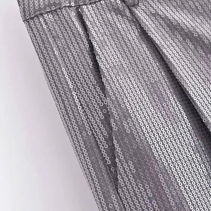 Pailletten Kostüm Set Grau für Damen