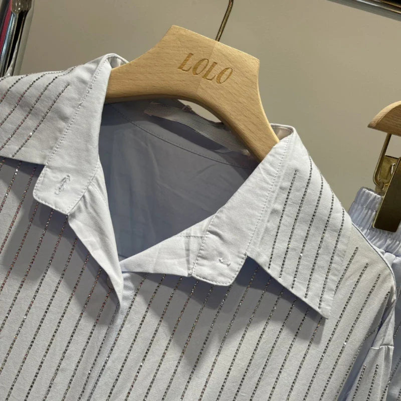 Kurzes Strass-Set mit Hemd