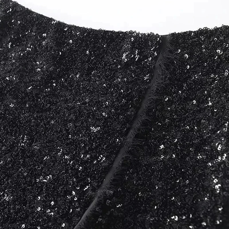 Mini Schwarz Pailletten Rock