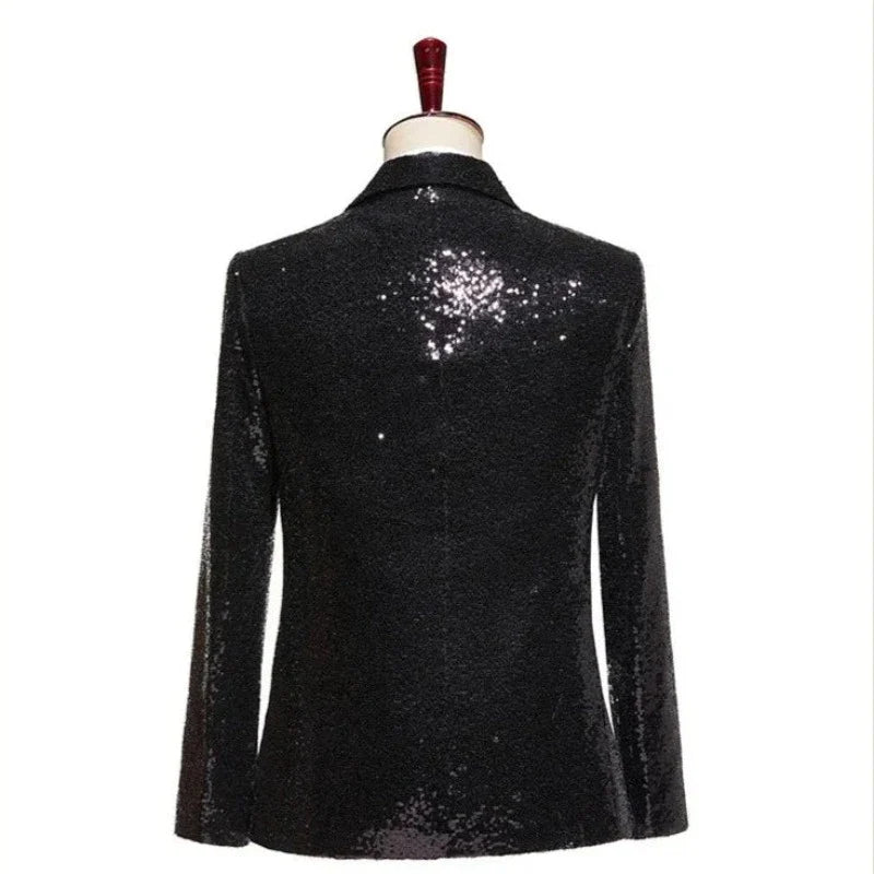 Herren Pailletten Kostümset schwarz