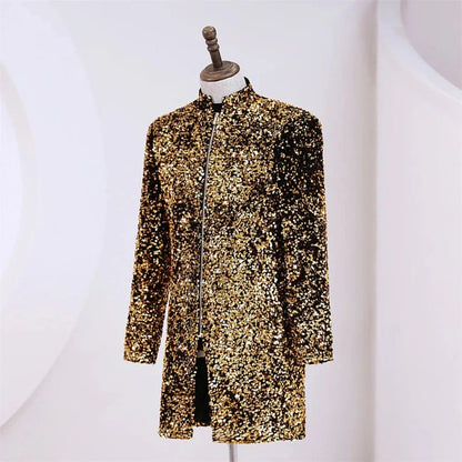 Lange Jacke Pailletten Herren