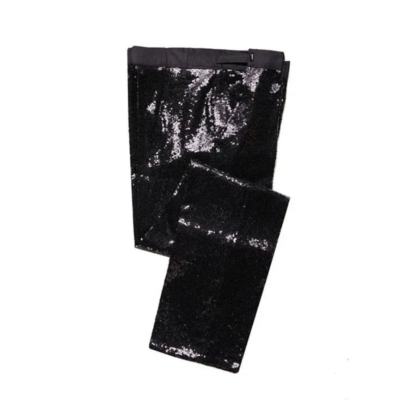 Herren Pailletten Kostümset schwarz