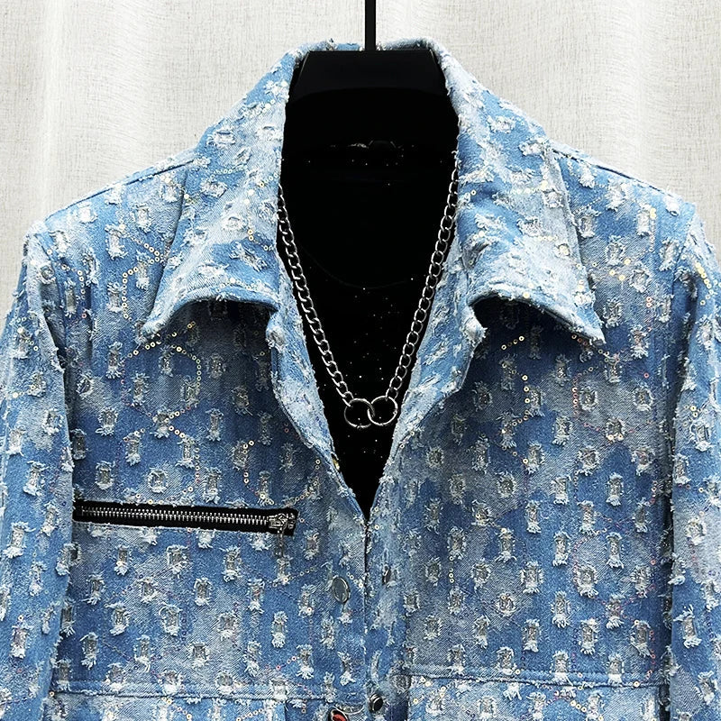 Blaue Paillettenjacke für Herren