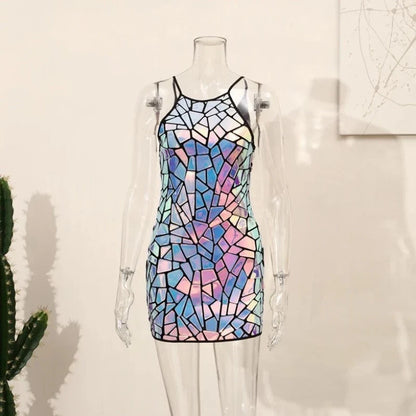 Silberne Mosaik-Kleid