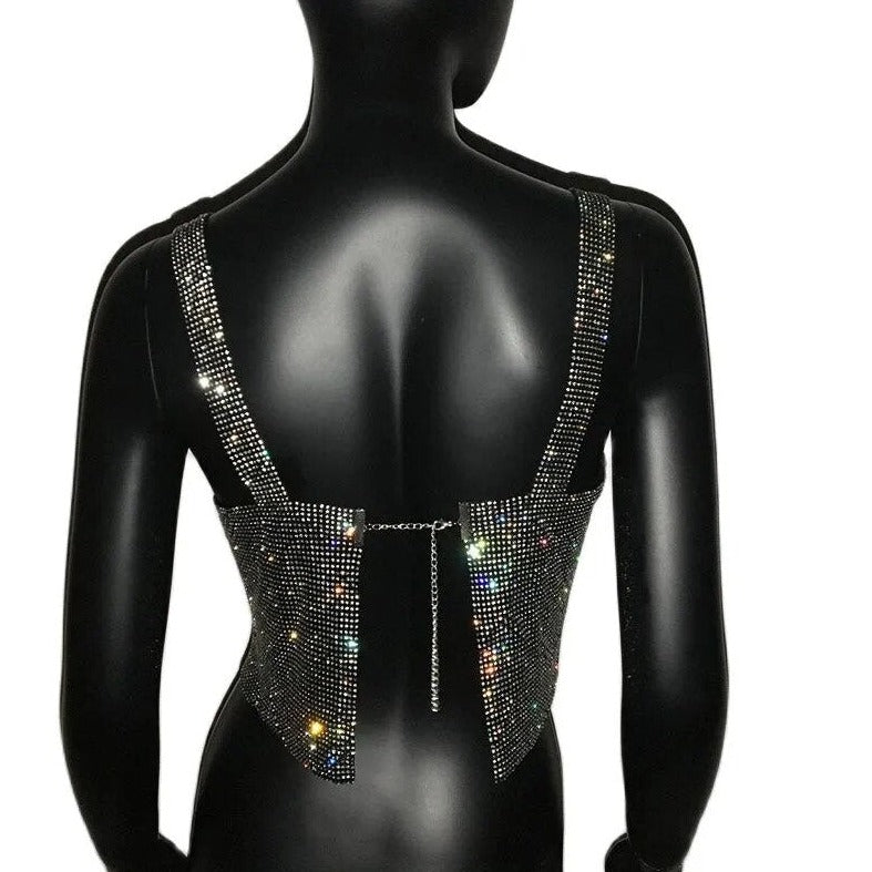 Top mit Strass und offener Rückseite
