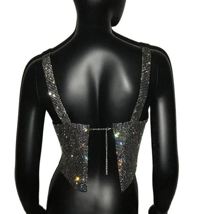 Top mit Strass und offener Rückseite