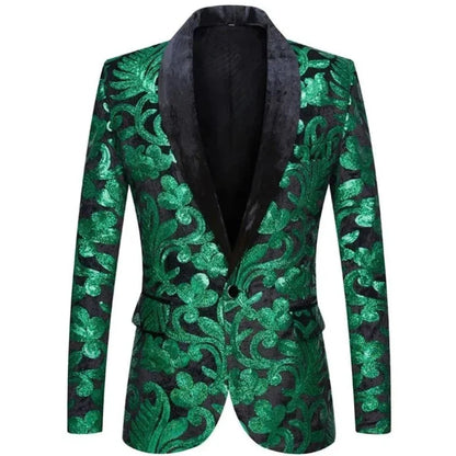 Herren Blazer Jacke Pailletten Samt