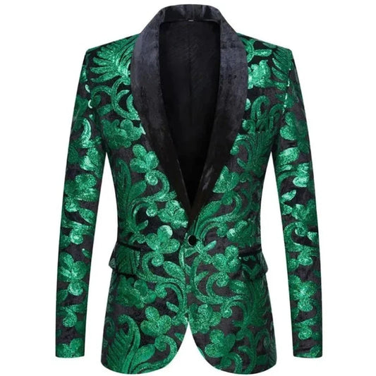 Herren Blazer Jacke Pailletten Samt