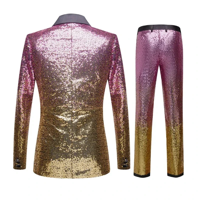 Anzugjacke mit Pailletten-Hose im Farbverlauf für Herren