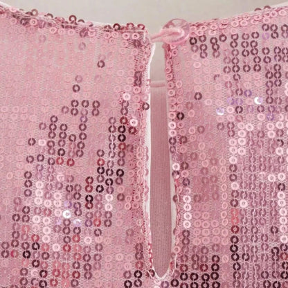 Top Crop Pailletten Rose Manches Plumes