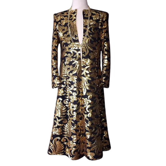 goldene Pailletten Herren Trenchcoat