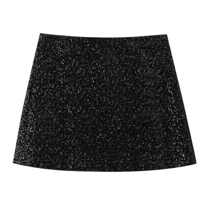 Ensemble aus Jacke und Schleife schwarz mit Pailletten