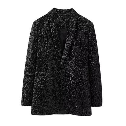 Ensemble aus Jacke und Schleife schwarz mit Pailletten