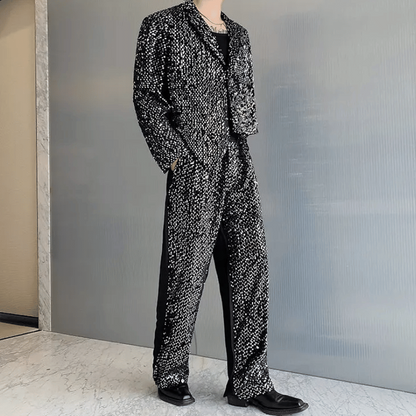 Herren-Set aus Jacke und Hose mit schwarzen Pailletten