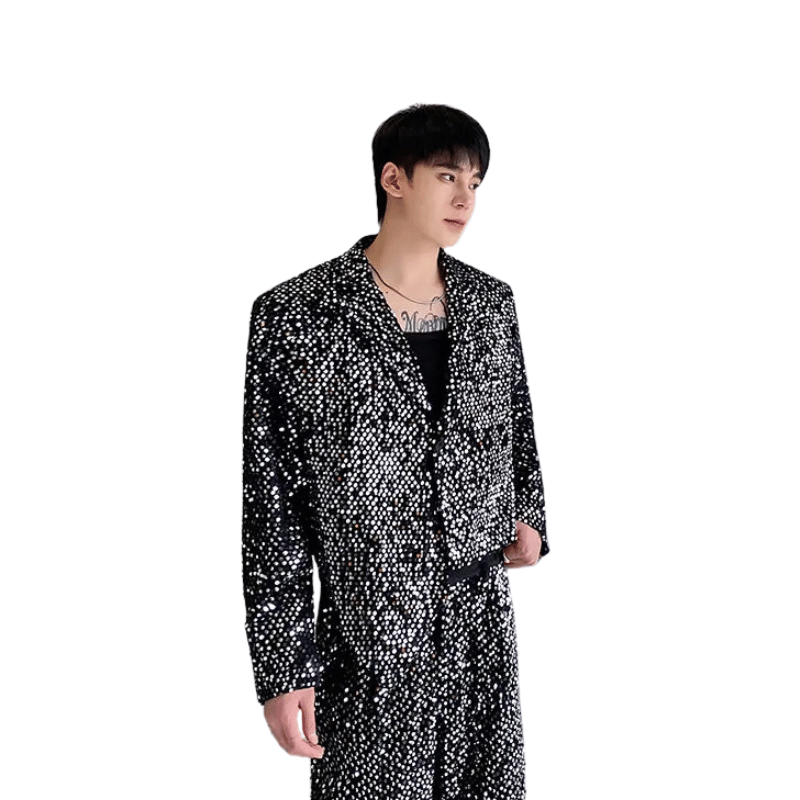 Herren-Set aus Jacke und Hose mit schwarzen Pailletten