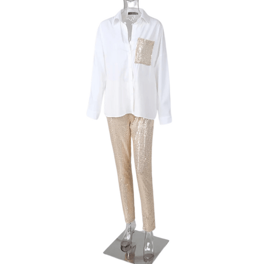 Pantalon und Hemd mit Pailletten