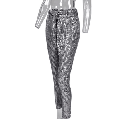 Paillettenhose mit Gürtel