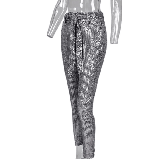 Paillettenhose mit Gürtel