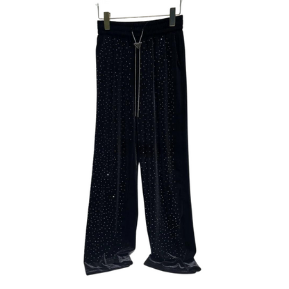 Schwarz Velours Paillettenhose