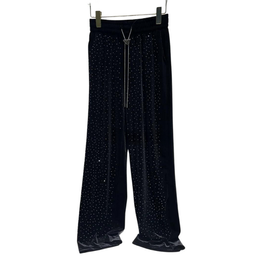 Schwarz Velours Paillettenhose