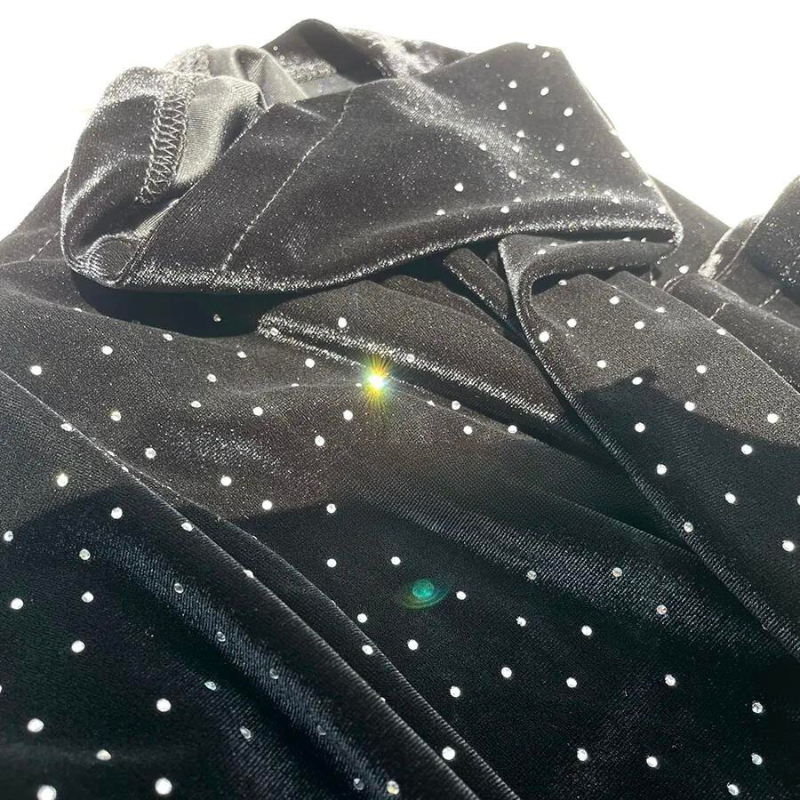 Schwarz Velours Paillettenhose