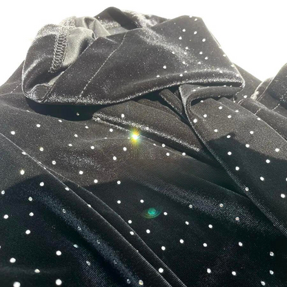 Schwarz Velours Paillettenhose