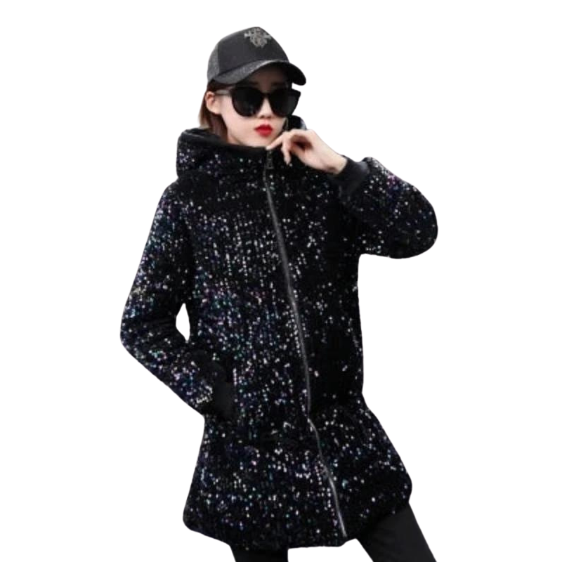 Pailletten-Naquardparka-Jacke