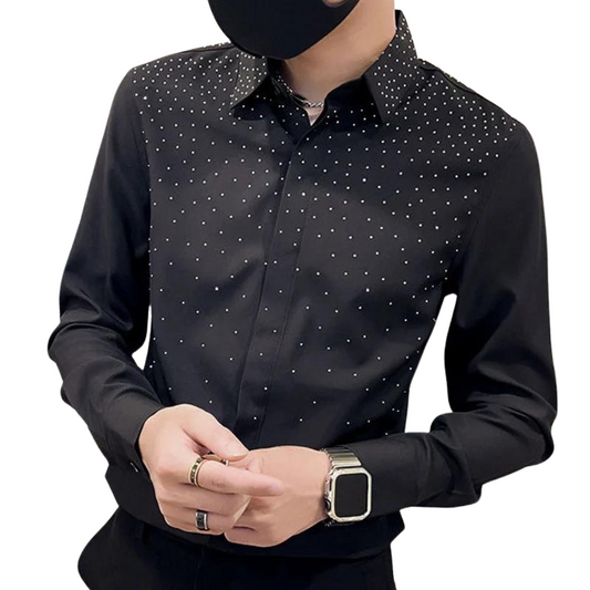 Schwarzes Herrenhemd mit Strass