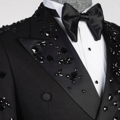 Anzugjacke und schwarze Hose mit Strass für Herren