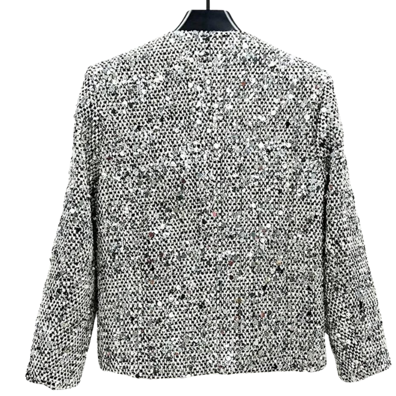 Pailletten-Strickjacke in Silber-Grau