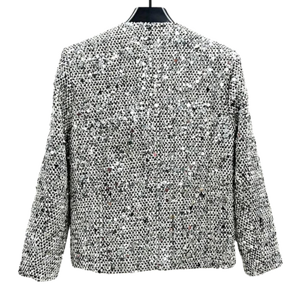 Pailletten-Strickjacke in Silber-Grau
