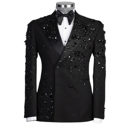 Anzugjacke und schwarze Hose mit Strass für Herren